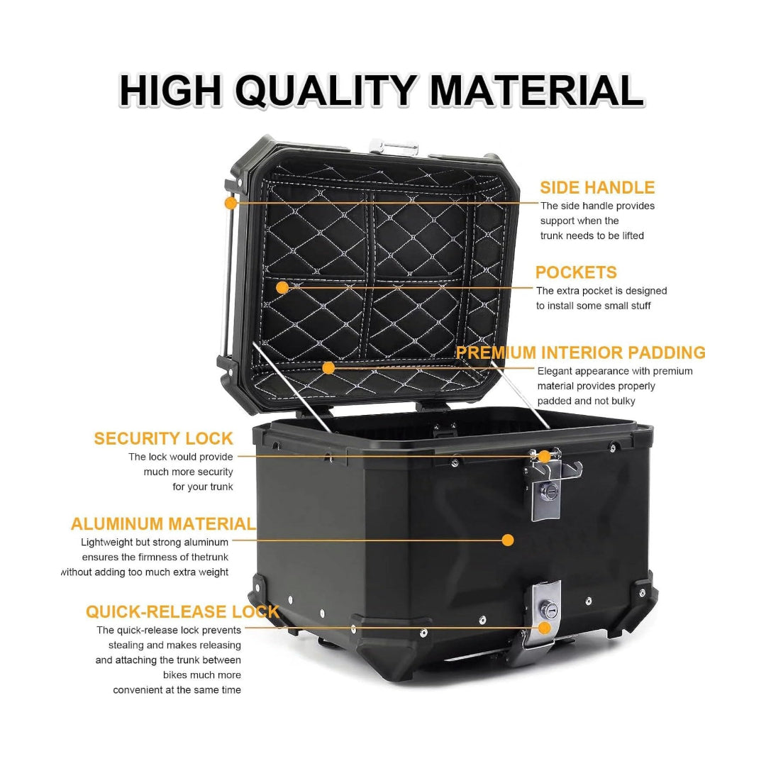 LGP Premium X Aluminium Top Box 45l-Black Compatible For All Motorcycle