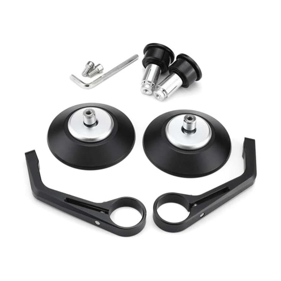 ATT-BSDDP CNC Round Bar End Mirrors – Black & Silver (Pair)