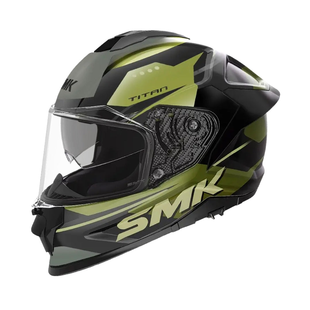SMK Titan Fiber SPORTER Helmet (Gloss Black-Yellow-Green)