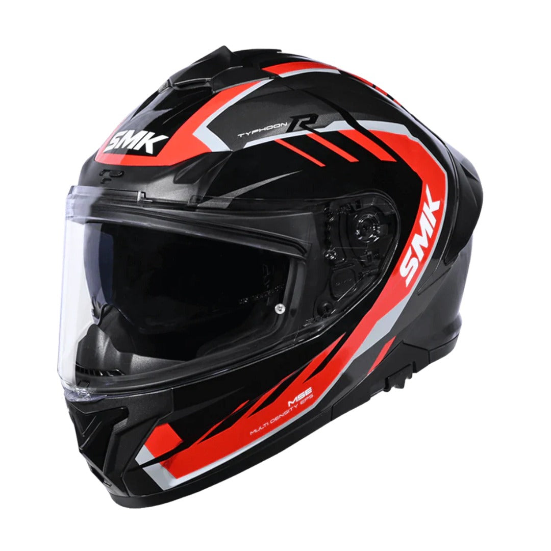 SMK Typhoon Aerot Matt Grey Red Black (MA632) Full Face Helmet