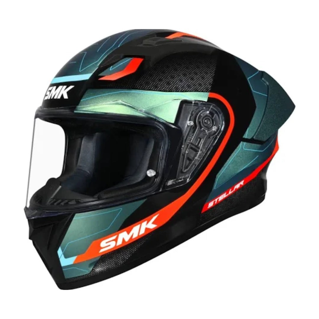 SMK Stellar Flight Full Face Helmet – Black Blue Orange
