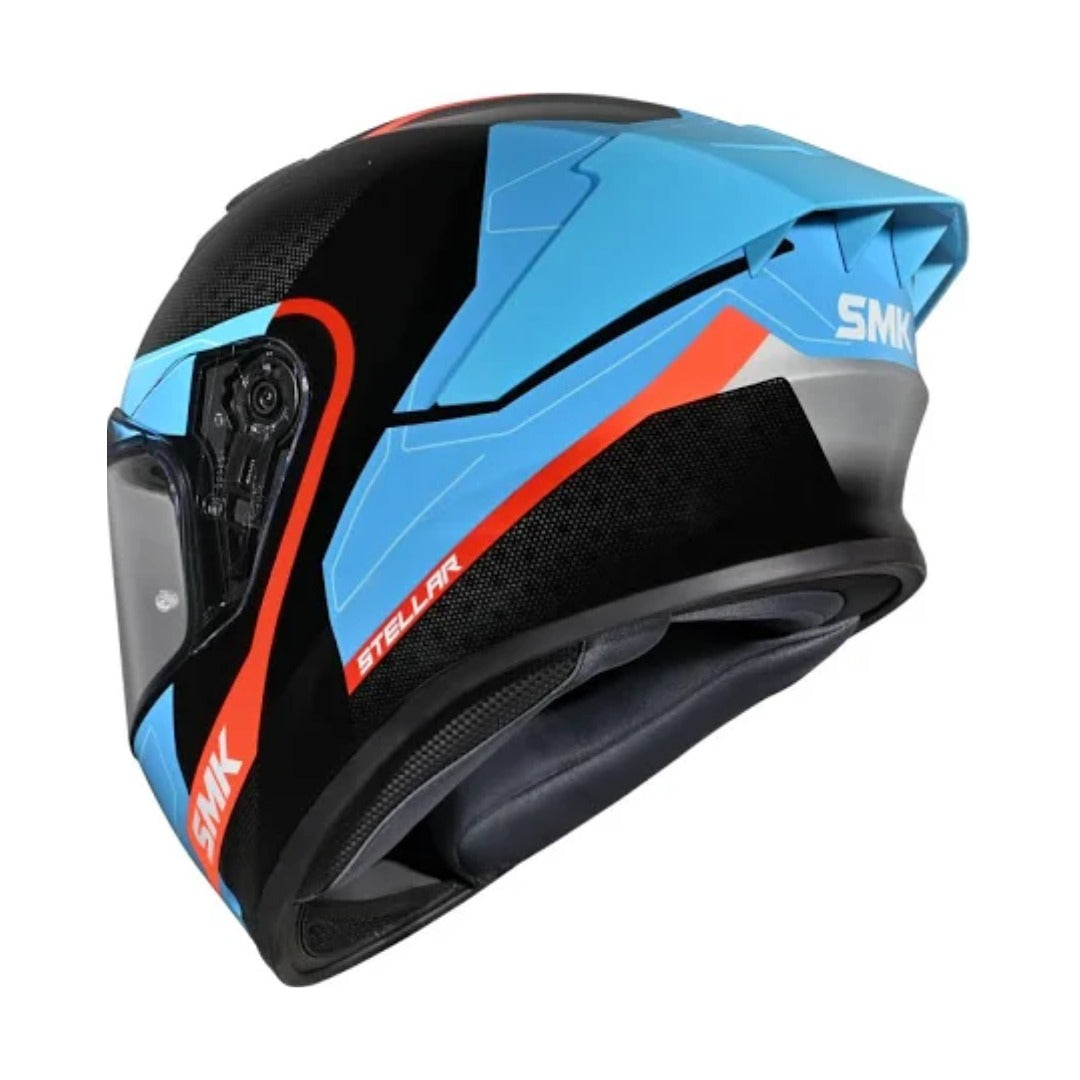 SMK Stellar Flight Full Face Helmet – Black Blue Orange
