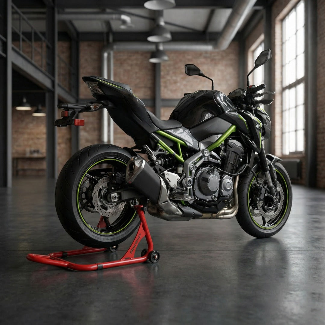 66BHP Motorcycle Universal Paddock Stand X-Lift | Spool & Swingarm Ready