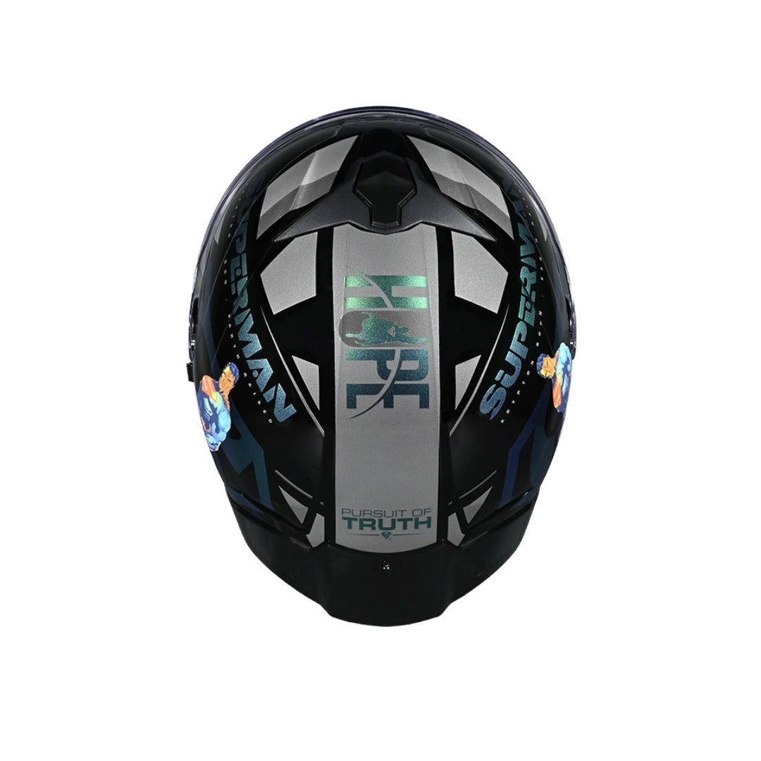 Studds Trooper Superman Edition Helmet – Black Chameleon Blue