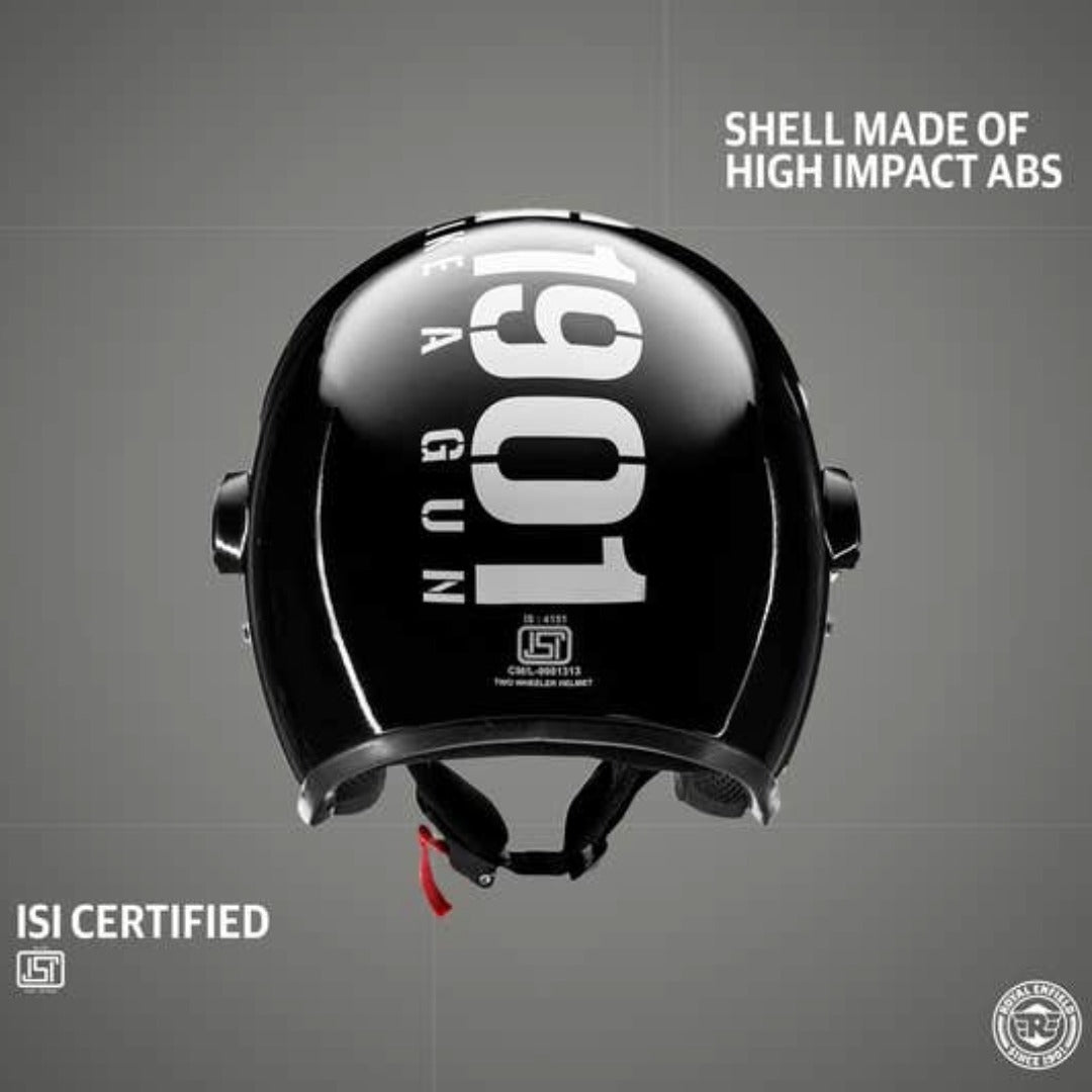 Royal Enfield MLG Copter Face Long Visor Helmet – Gloss Black