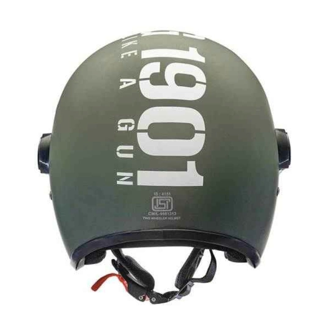 Royal Enfield MLG Copter Face Long Visor Helmet – Matt Battle Green