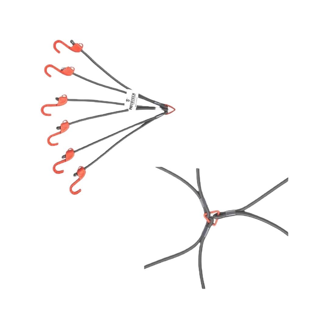 Mototech Hexapod Bungee Tie-down System - 32/80cms - Grey + Orange