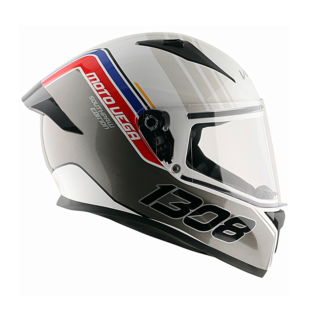 Vega Bolt Southpaw White Grey Left Hander Helmet