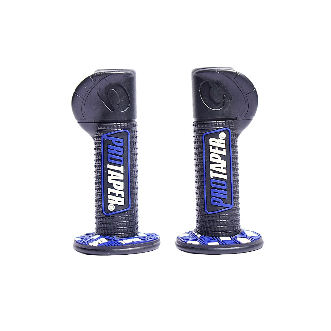 Pair of Pro Taper motorcycle grips on a white background