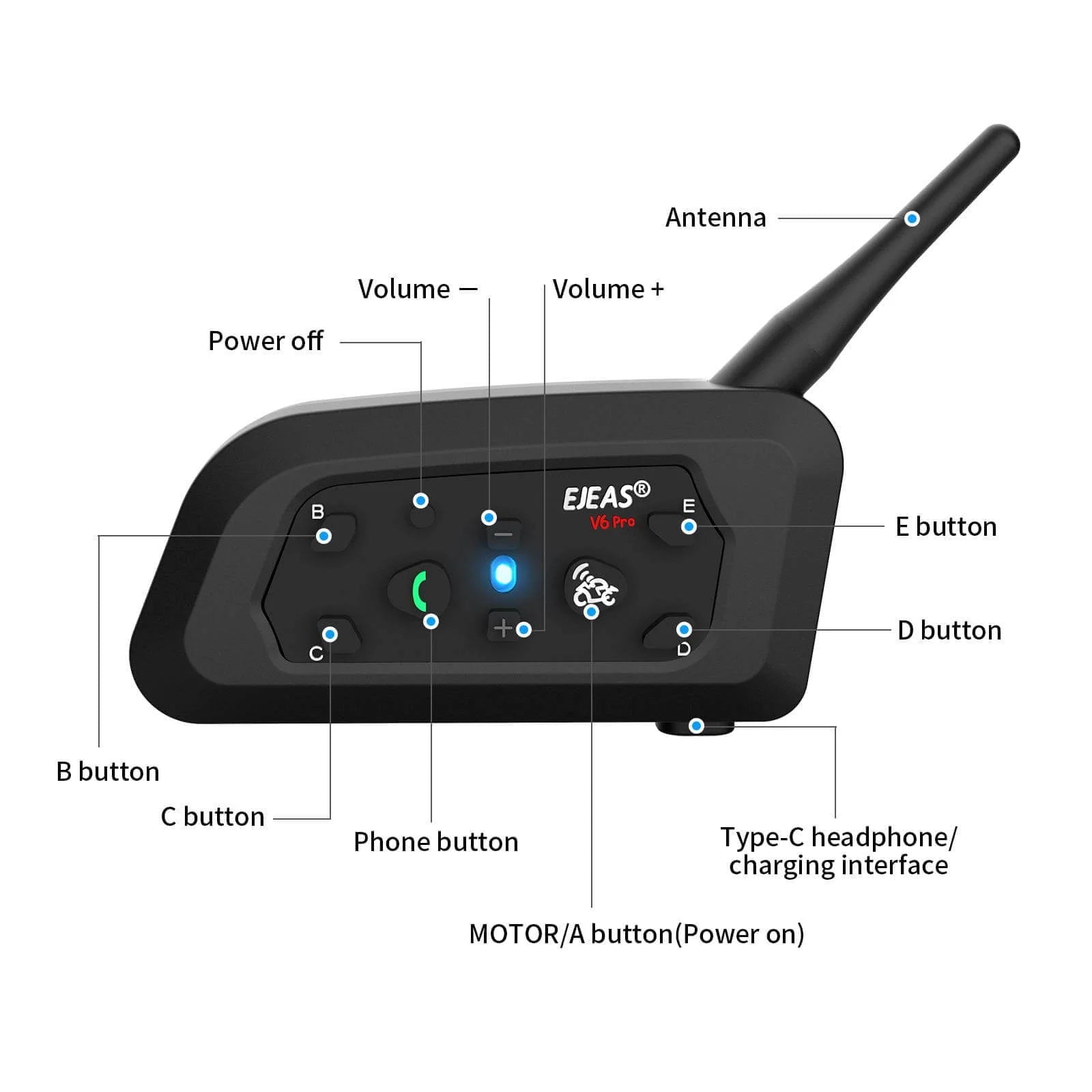 EJEAS V6 Pro+ Motorcycle Bluetooth Headset