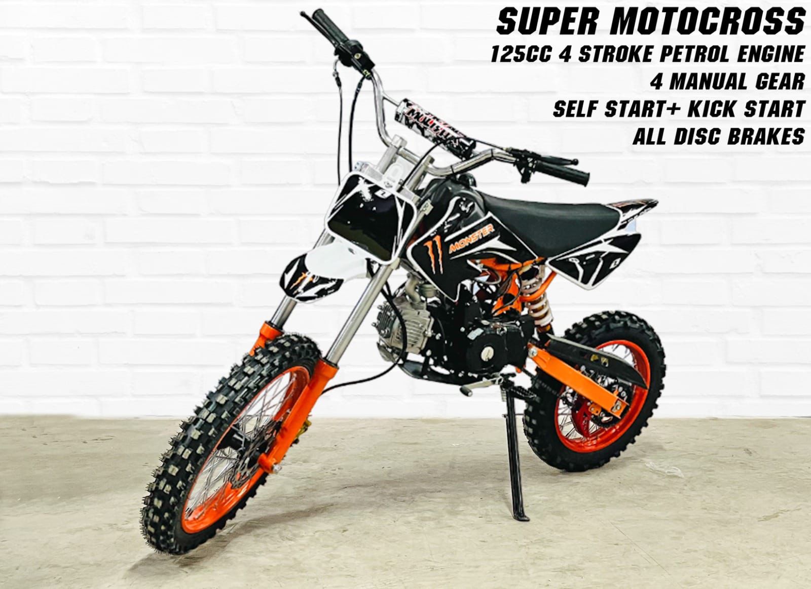 125CC Dirt Bike Super Motocross 4-Stroke Petrol | Off-Road Motocross Bike for Adults & Riders 15+