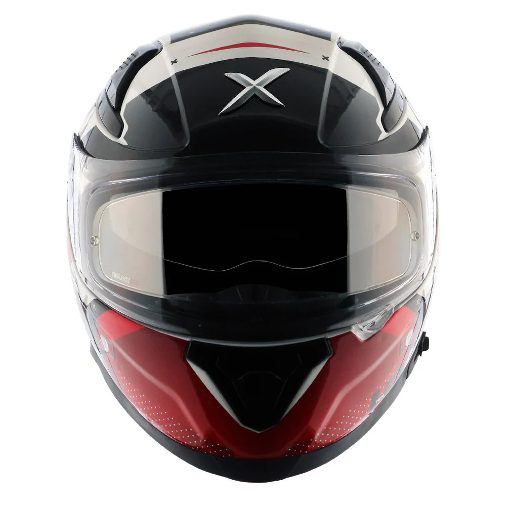 Motorcycle riding helmets - Gloss White Red Helmet -  Axor Apex Hex 2