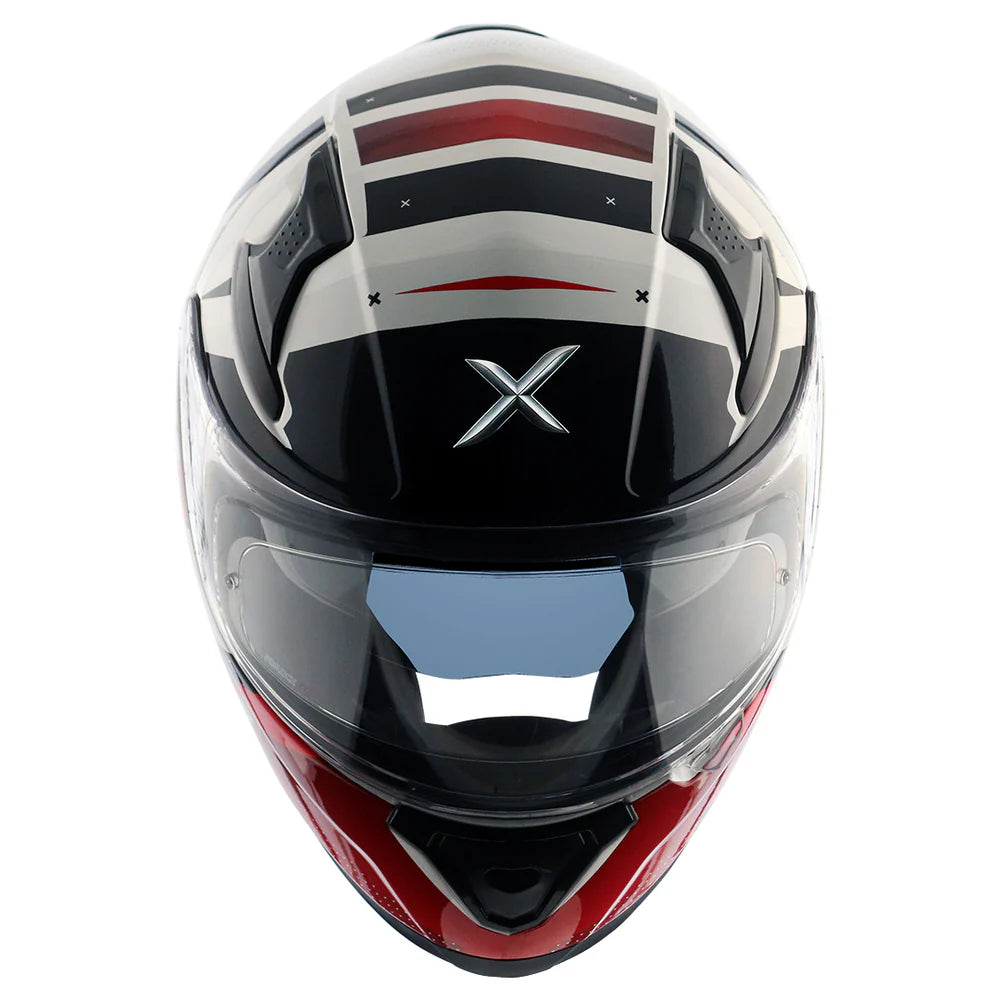Motorcycle riding helmets - Gloss White Red Helmet -  Axor Apex Hex 2
