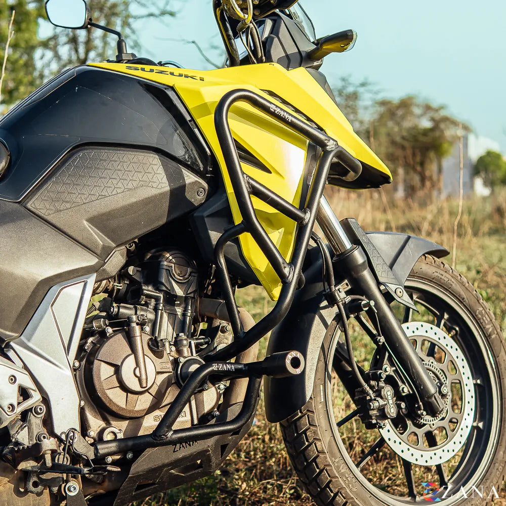 Zana Upper & Lower Crash Guard with Slider Combo Black for Suzuki V Strom SX 250