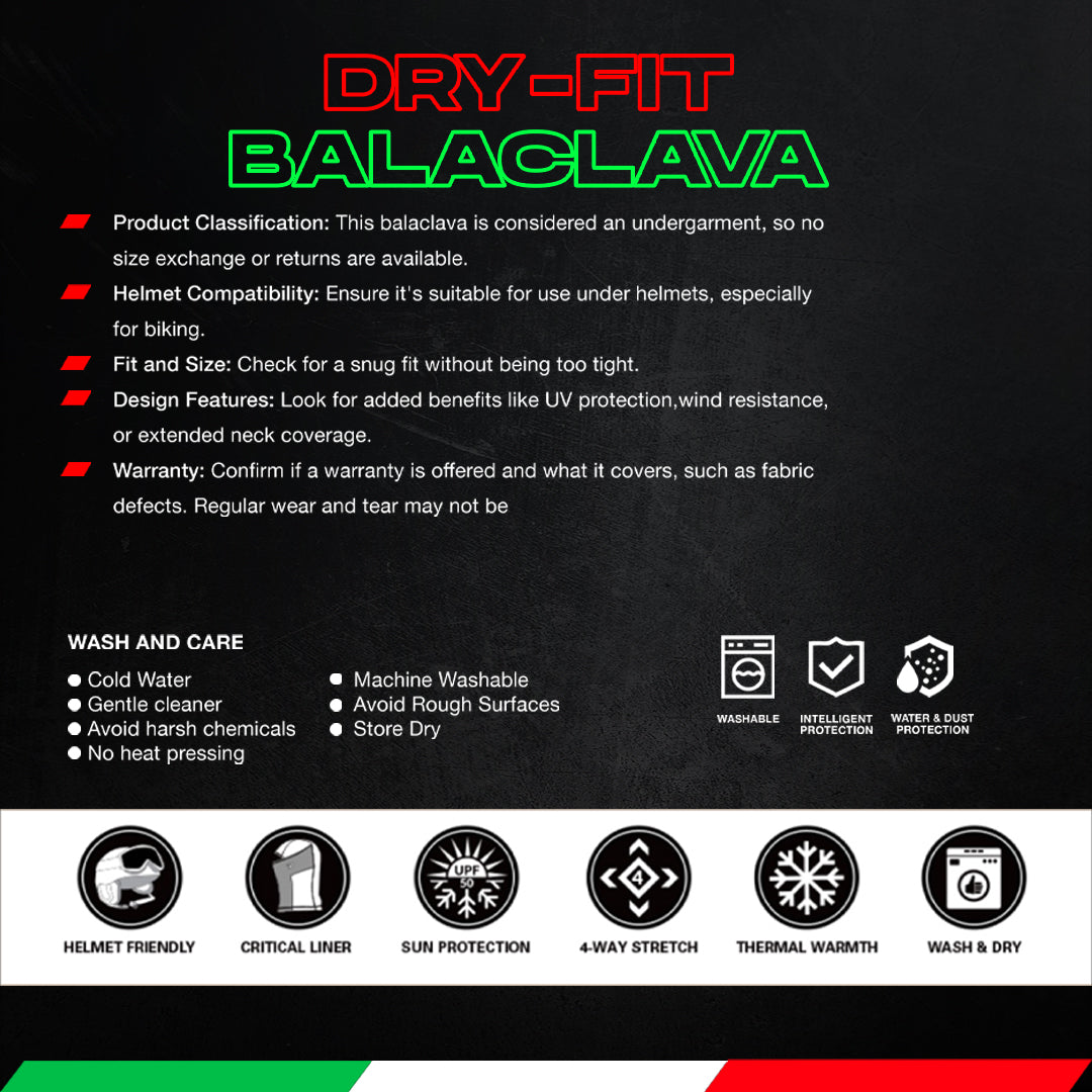 Bike Spec Dry-Fit Balaclava – Premium Full Face Mask for All-Weather Riding