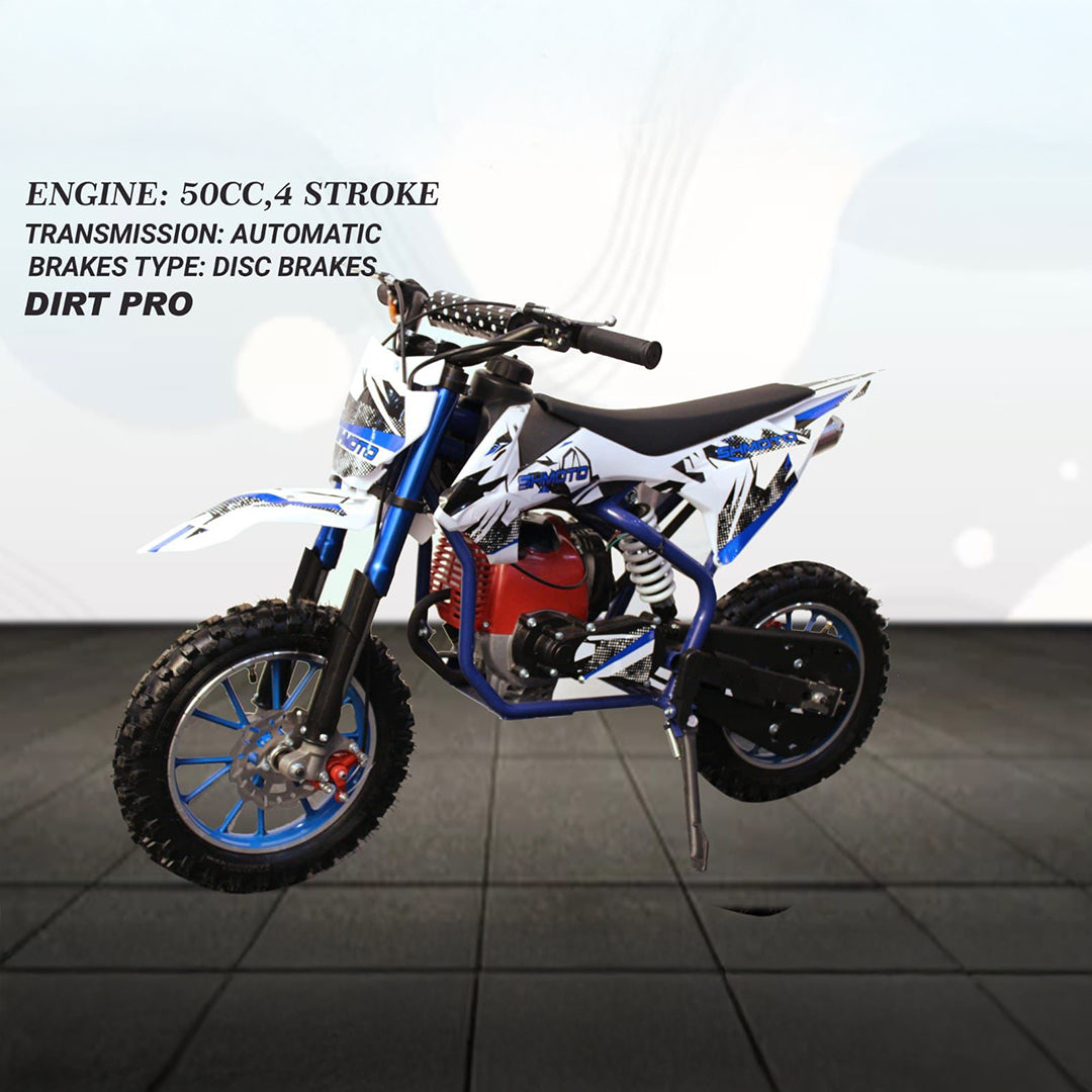 50cc 4 Stroke Kids Dirt Bike with Automatic Self & Pull Start | Disc Brakes | 7-14 years