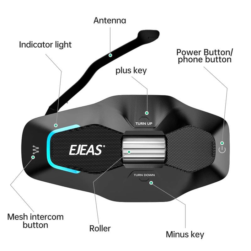 EJEAS X10_MESH+Bluetooth+5G Motorcycle Communication System, 2-10 People Talk Simultaneously