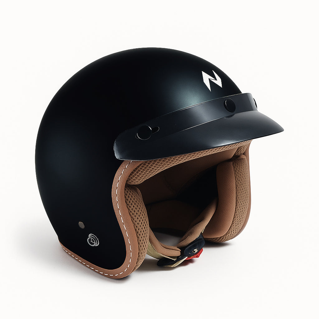 NIKKO N-356 III Gloss Plain Black Open Face Helmet