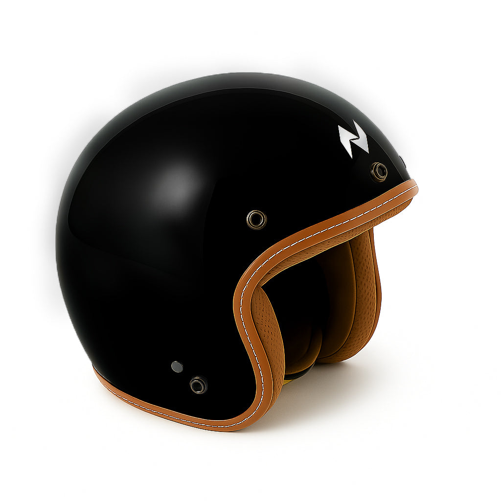 NIKKO N-356 III Gloss Plain Black Open Face Helmet
