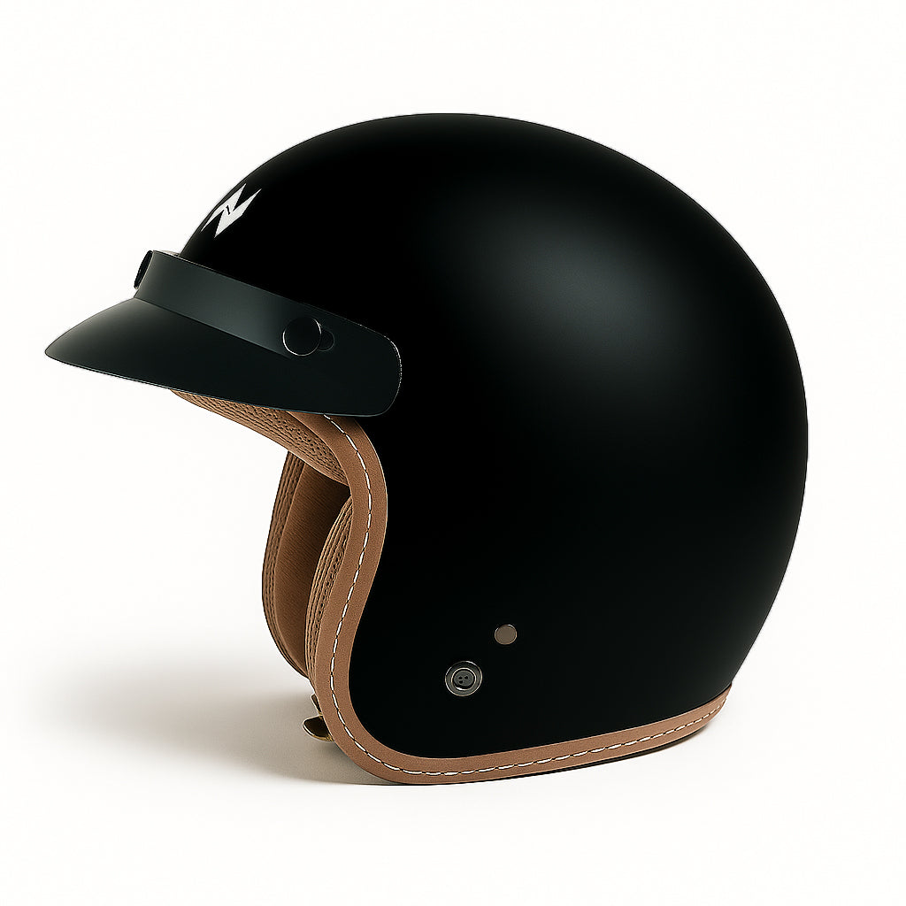 NIKKO N-356 III Gloss Plain Black Open Face Helmet