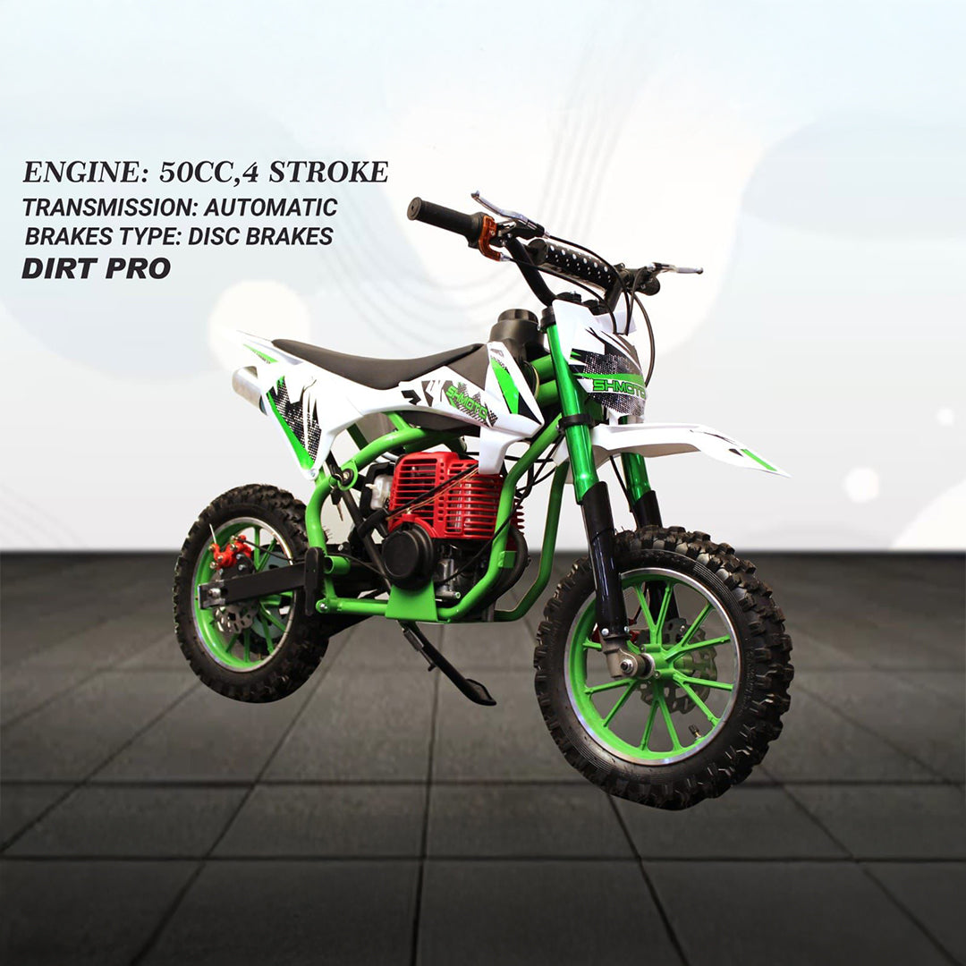 50cc 4 Stroke Kids Dirt Bike with Automatic Self & Pull Start | Disc Brakes | 7-14 years