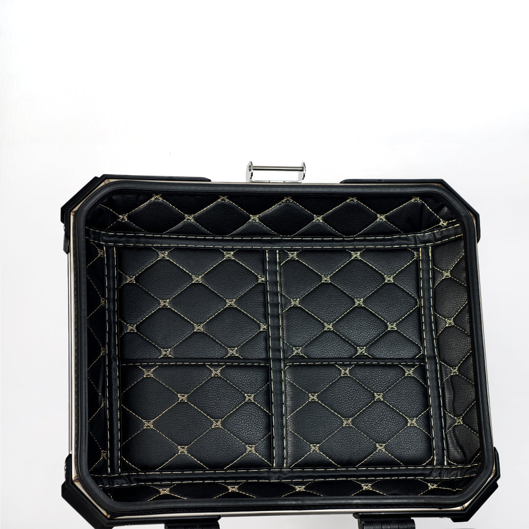 HMD 45L Aluminum Top Box – Black, Blue & Red GS Adventure Graphics with Free Back Rest Pad - Type 2
