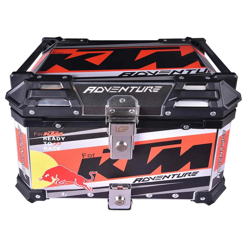 LGP Top Box 45L KTM Graphics Aluminium Motorcycle Top Box Backrest | Aluminium Motorcycle Top Case