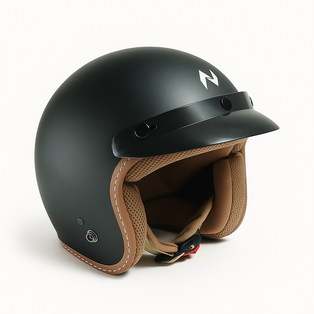 NIKKO N-356 III DOT ISI Certified Premium Quality Matt Black Plain Open Face Helmet