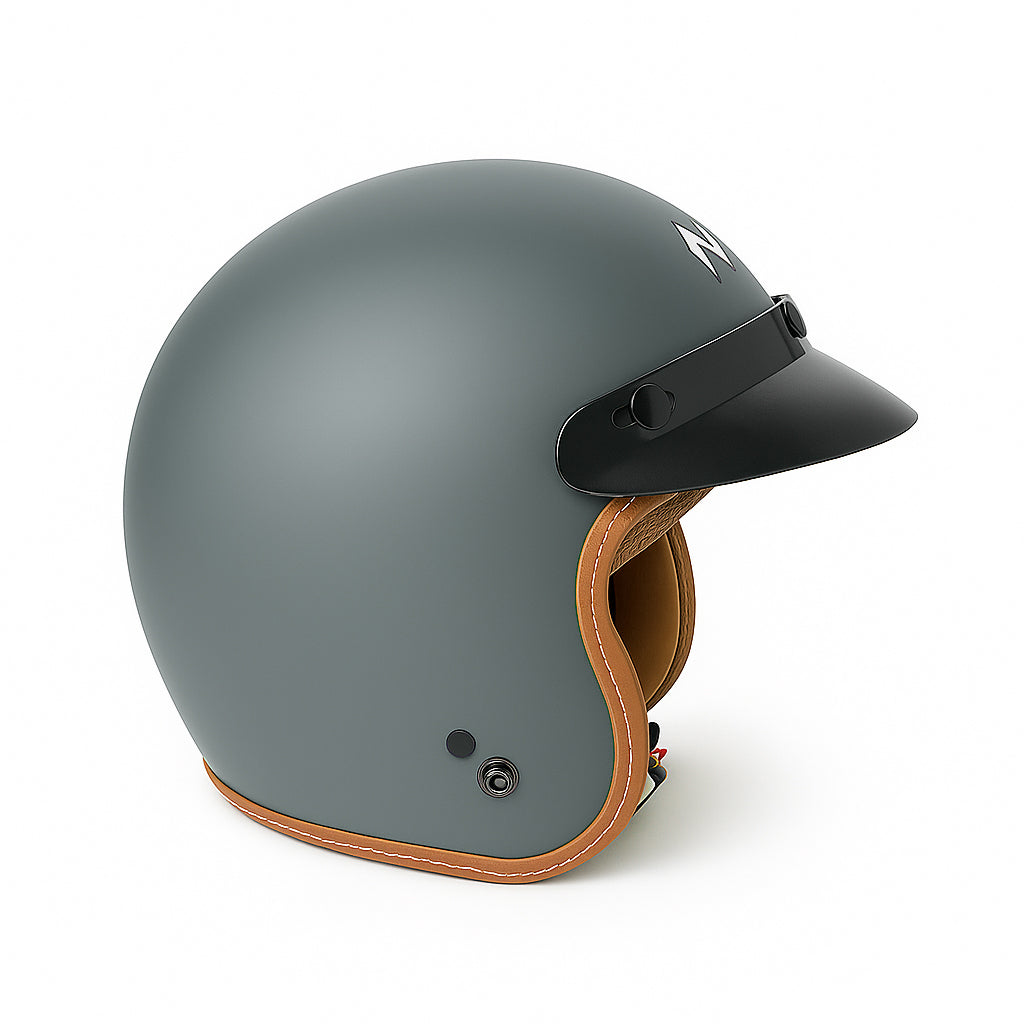 NIKKO N-356 III Matt Grey Plain Open Face Motorcycle Helmet