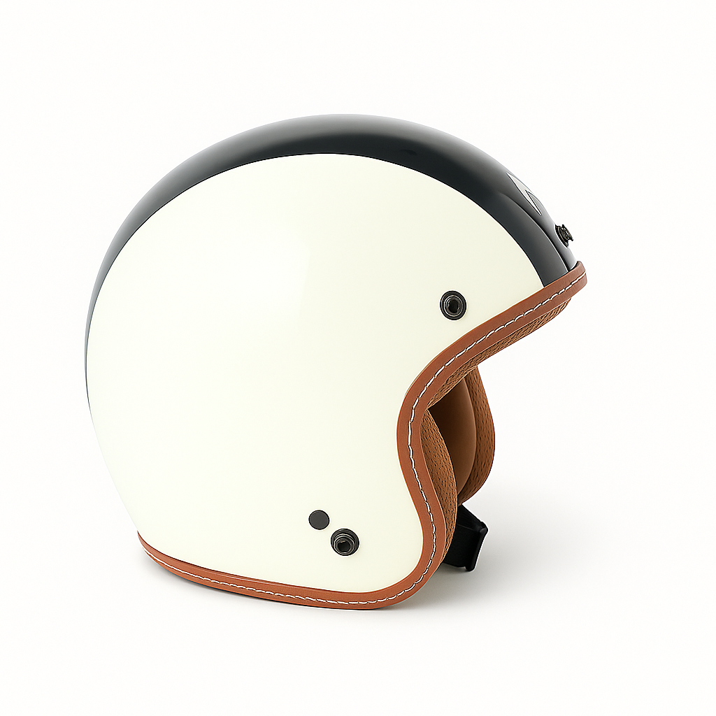 NIKKO N-356 III DOT ISI Certified Premium Quality White Black Belt Glossy Open Face Helmet