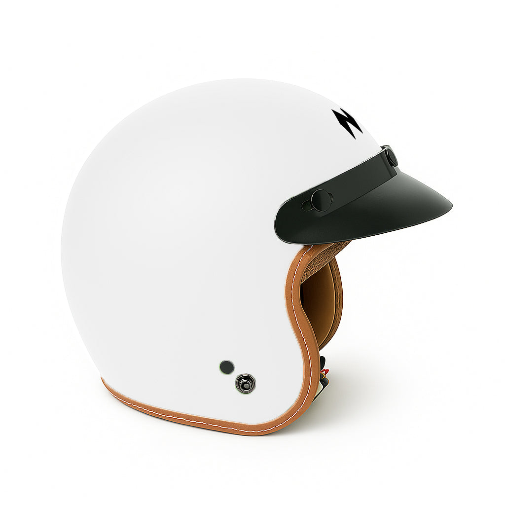 NIKKO N-356 III DOT ISI Certified Premium Quality Gloss Plain White Open Face Helmet