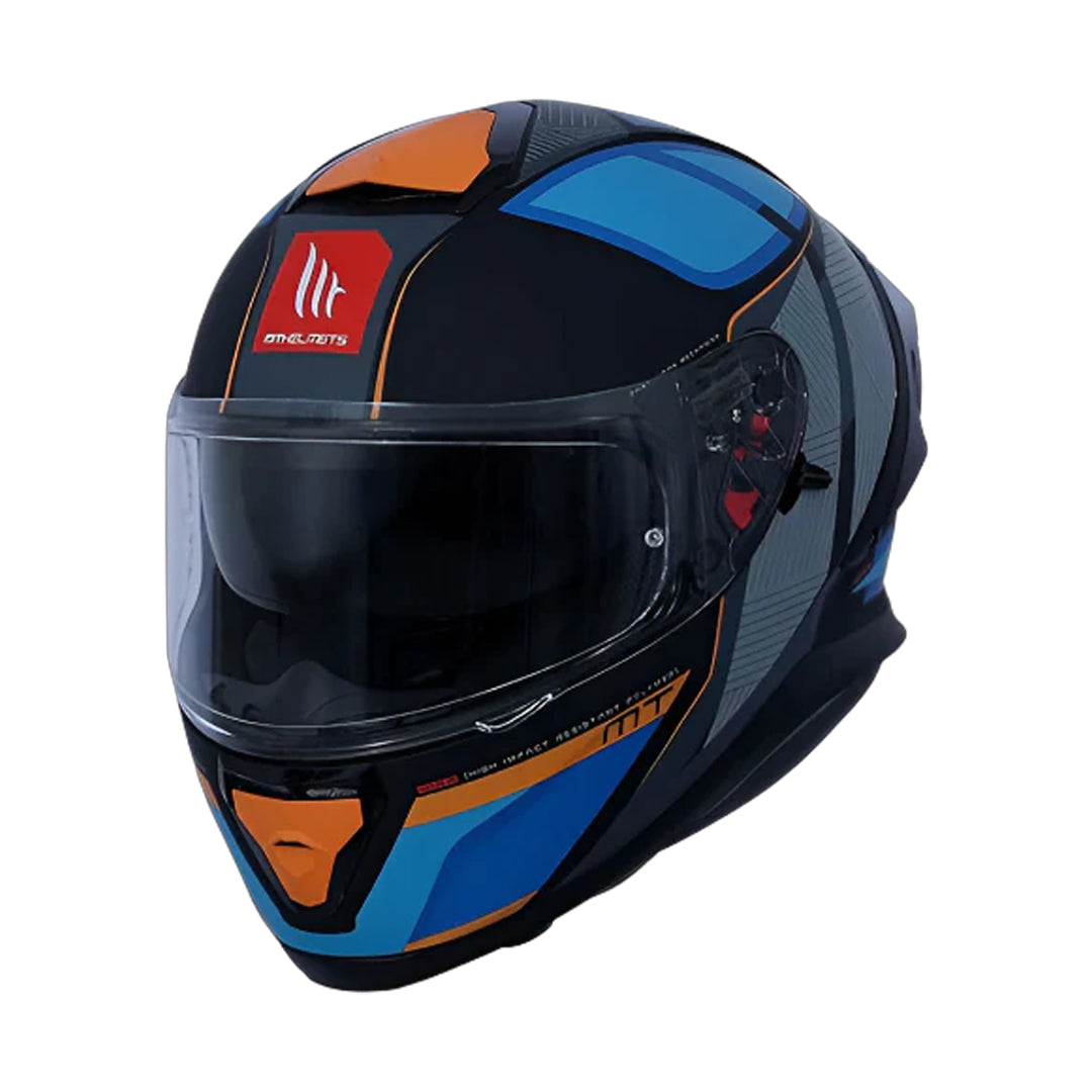 MT THUNDER SV PRO MOTORCYCLE HELMET Nova B2 Gloss Blue Grey Orange