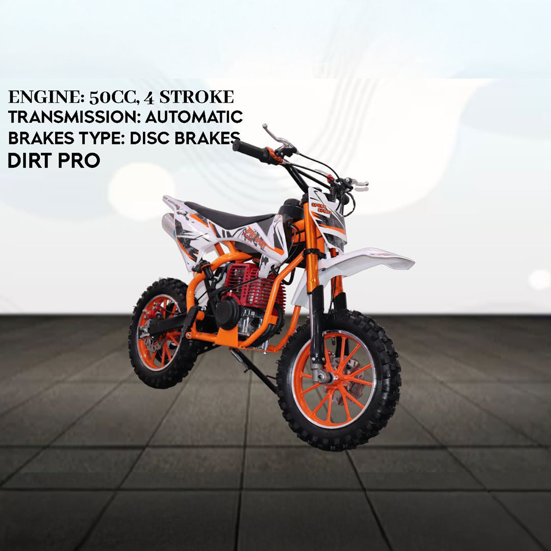 50cc 4 Stroke Kids Dirt Bike with Automatic Self & Pull Start | Disc Brakes | 7-14 years