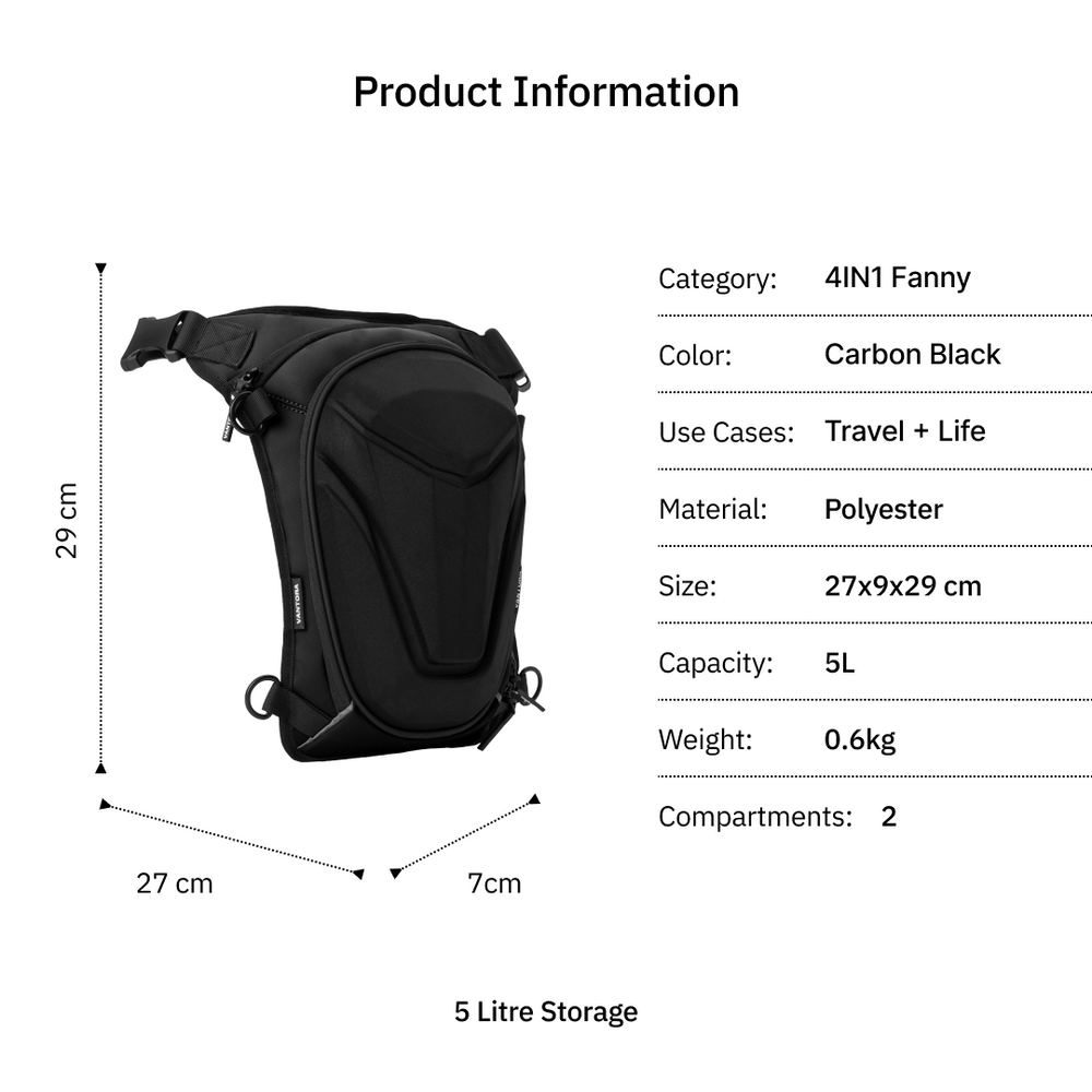 Unisex Waist Multipurpose Utility Bag ARC 4IN1 - Travel Bag | Vantora