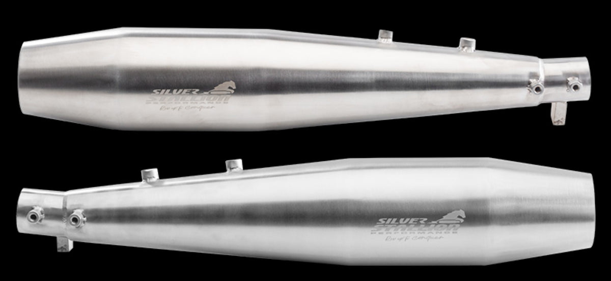 Silver Stallion Performance Exhaust - brushed finish for Royal Enfield 650 Twins
