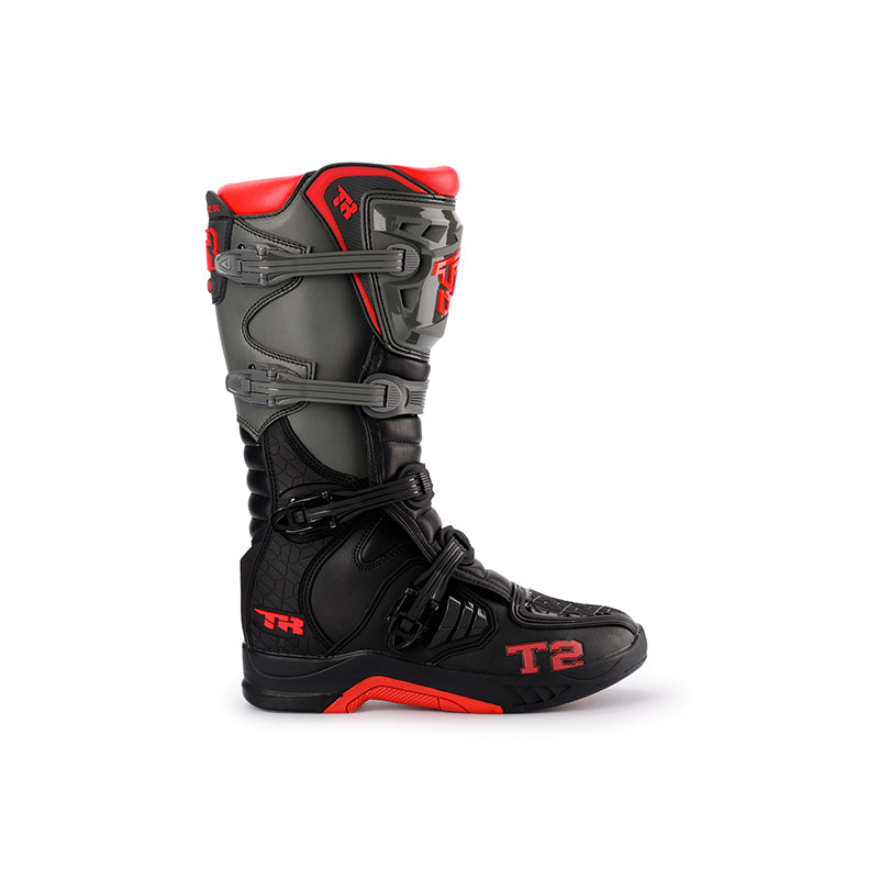 TR MTR T2 MOTOCROSS OFFROAD BOOTS GREY RED | Tiger Racing