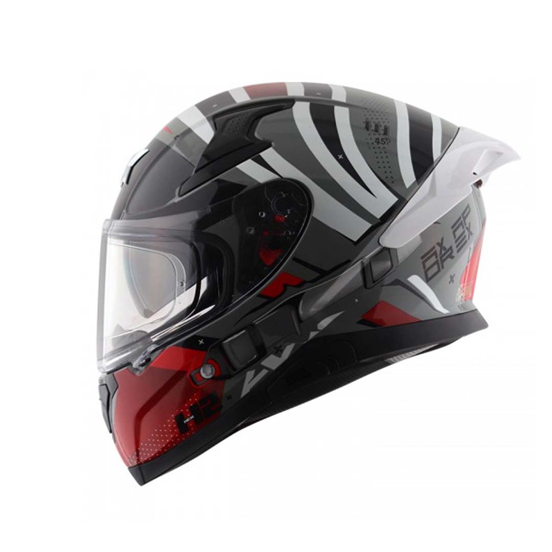 Motorcycle Helmet Full Face-Axor Apex Hex-2 Cool Grey Red
