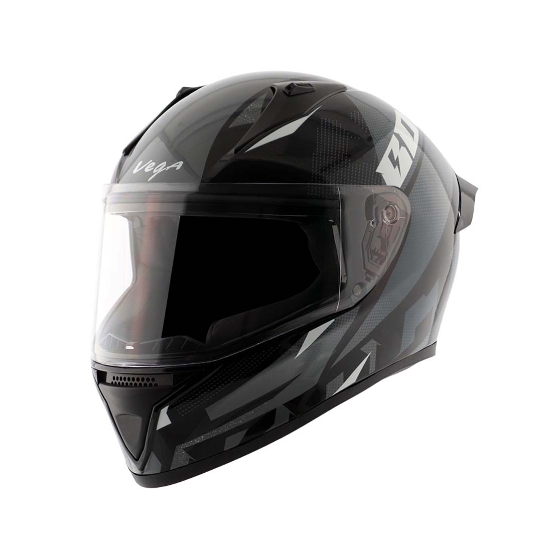 Vega Bolt Macho Black Grey Full Face Helmet