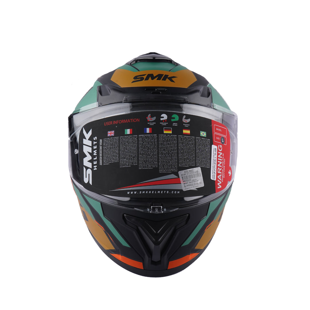 SMK Typhoon RD1 Matte Black Green Orange Helmet