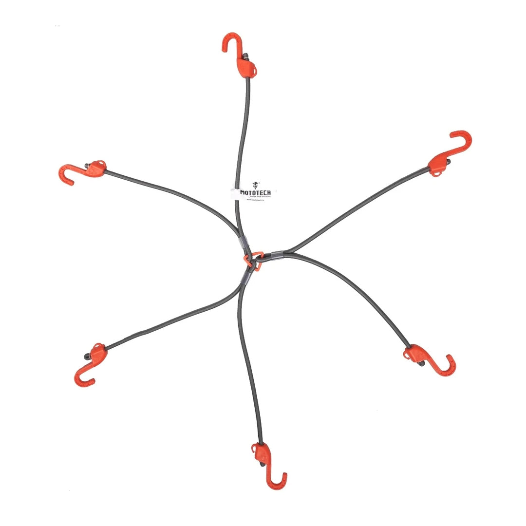 Mototech Hexapod Bungee Tie-down System - 32/80cms - Grey + Orange