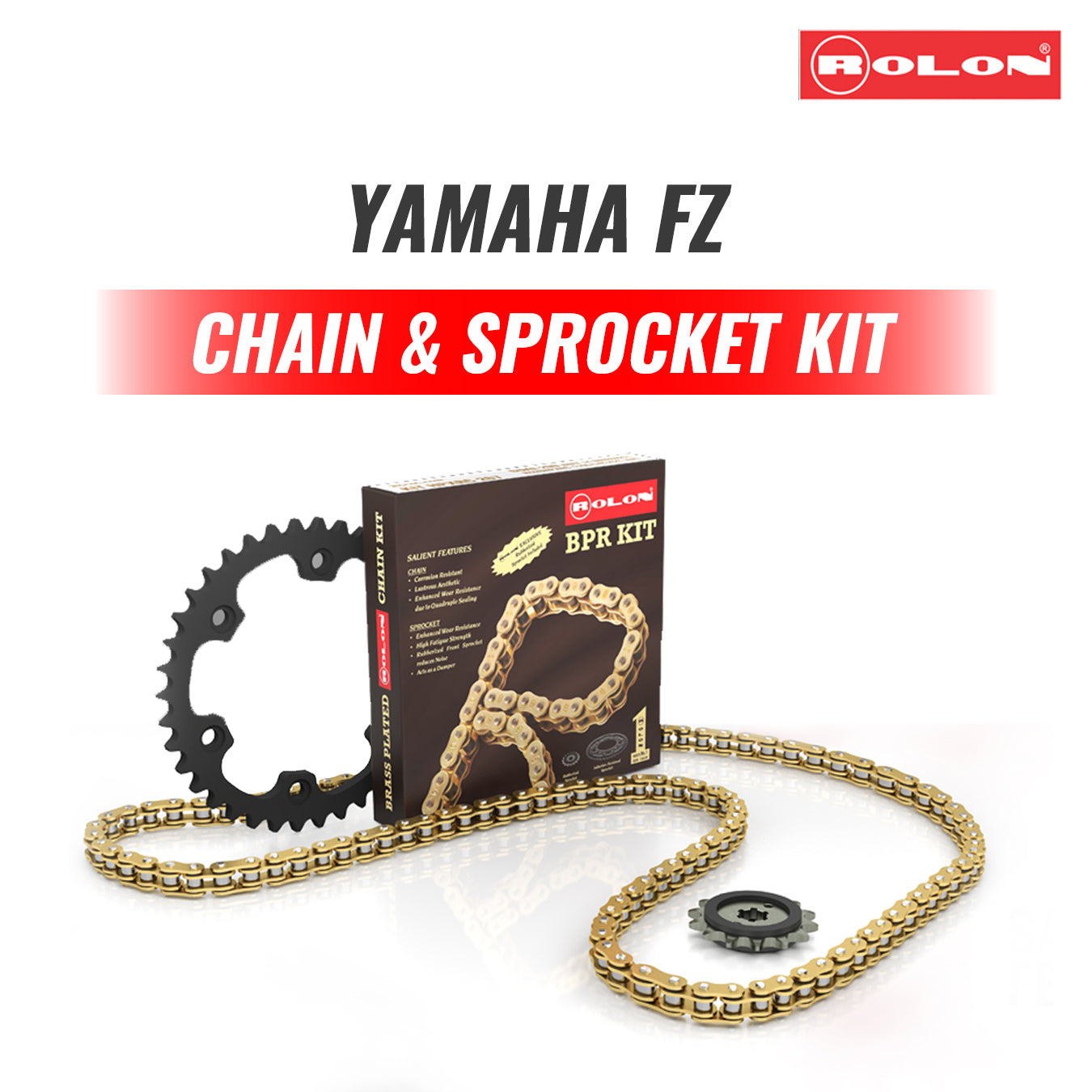 Rolon Brass Chain and Sprocket kit for FZ 25 - KIT NaRC 328NF