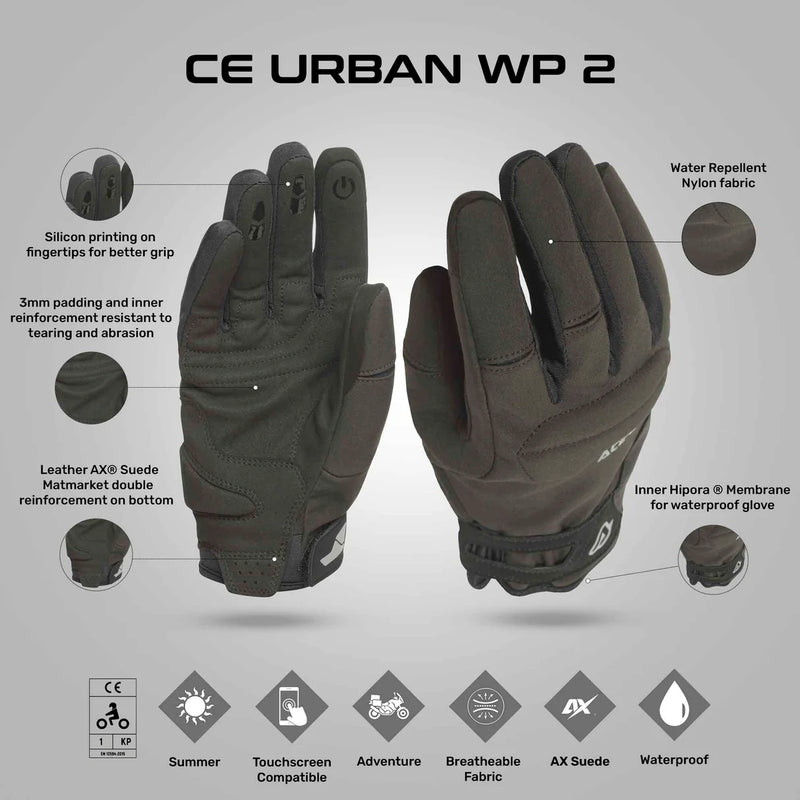 Acerbis URBAN WP CE Gloves – Waterproof & CE Certified Riding Gloves