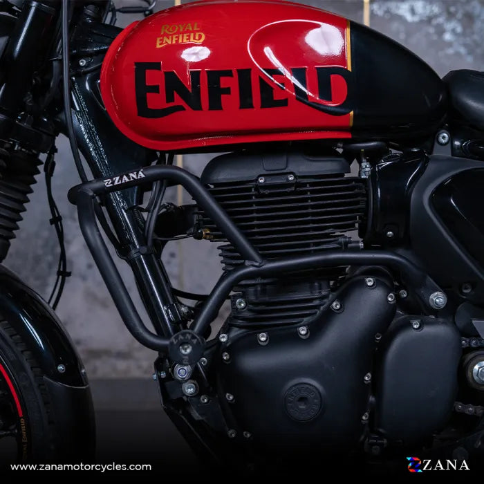 CRASH GUARD WITH SLIDER BLACK MS FOR ROYAL ENFIELD HUNTER 350 | ZANA