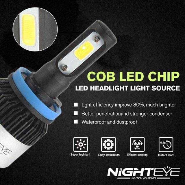 NIGHTEYE H8/H9/H11/H16 LED Headlight Bulb for Car and Bike White