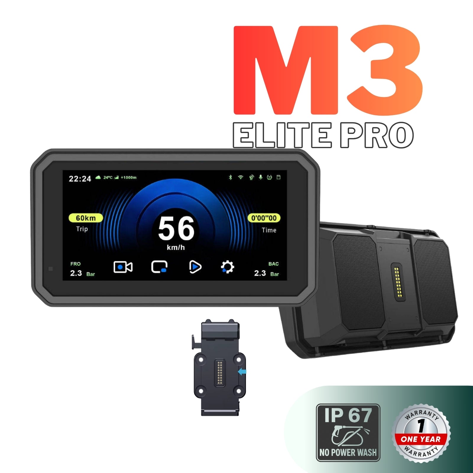 LBC Moto M3 Elite Pro 6.25" Motorcycle Smart Display with Dual 2.5K Dashcam & TPMS