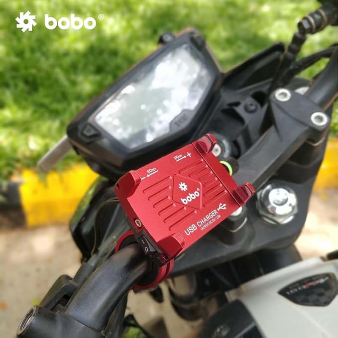 BOBO BM2 Claw-Grip Aluminium (with 2.5A USB charger) Motorcycle Mobile Mount - Red