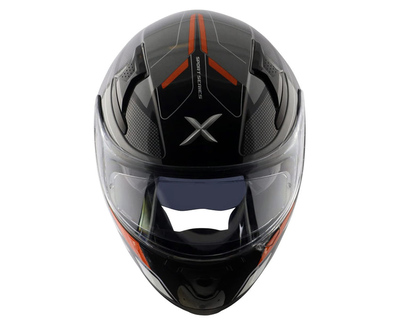 Axor Apex Turbine Full Face Dual Visor Helmet with Pinlock Fitted Outer Clear Visor And Inner Smoke Sun Visor Black Orange Grey Helmet