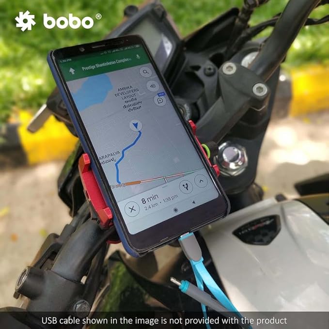 BOBO BM2 Claw-Grip Aluminium Bike Phone Holder (with 2.5A USB charger) Motorcycle Mobile Mount