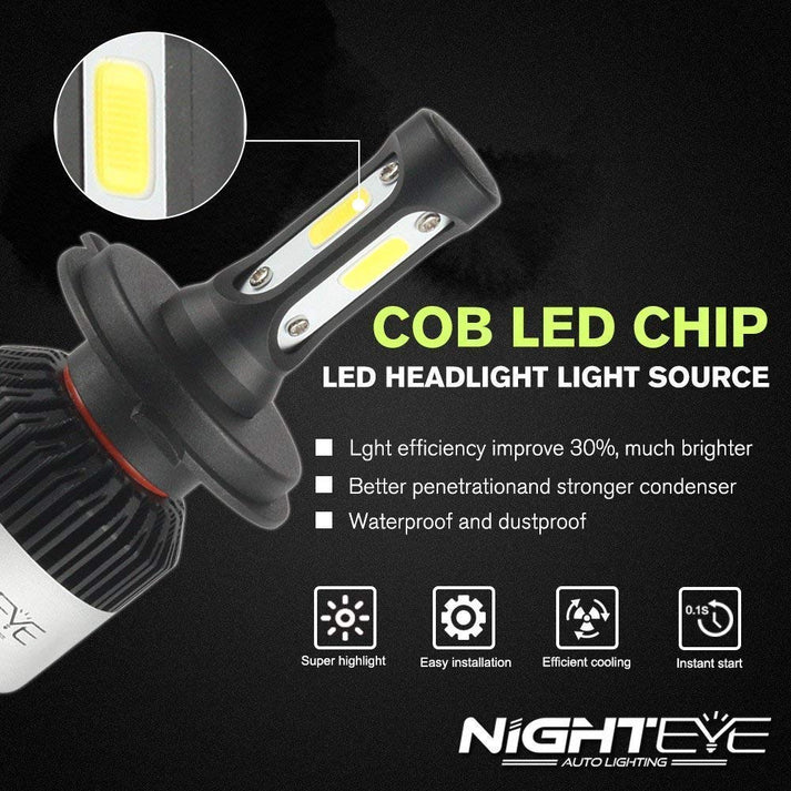 NIGHTEYE H7 LED Headlight Bulb for Car and Bike White, 72W, 2 Bulbs - 9000 Lumens ULTRA BRIGHT, Type H7