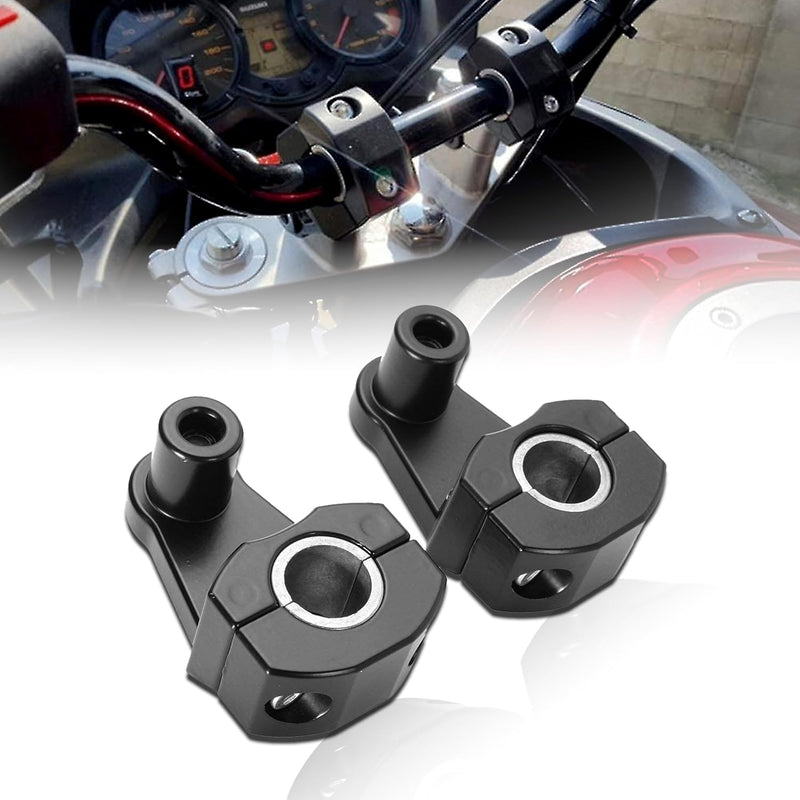 Universal Motorcycle Handlebar Risers - Black - Alloy